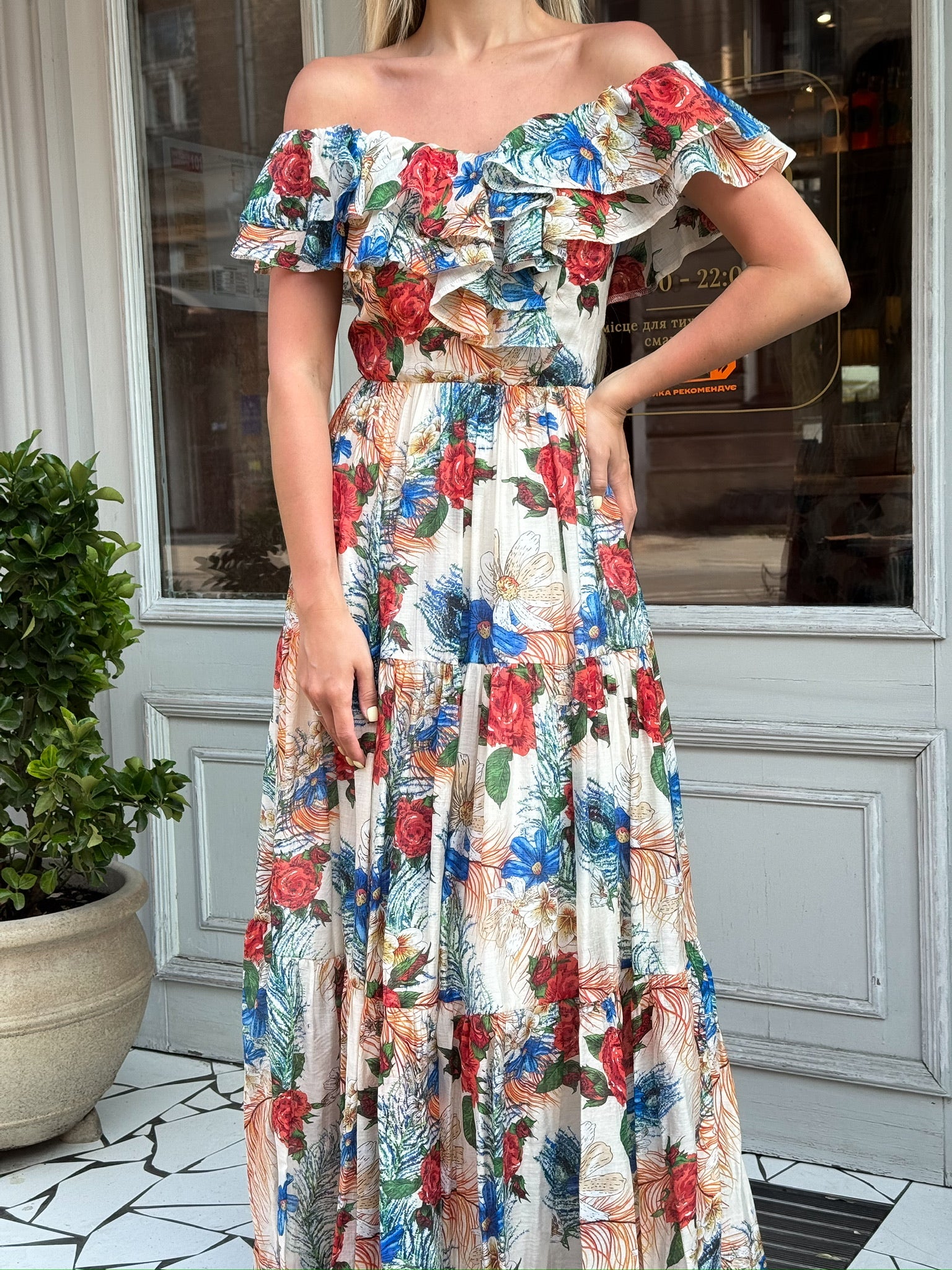 organza romantic maxi cocktail dress with ruffles