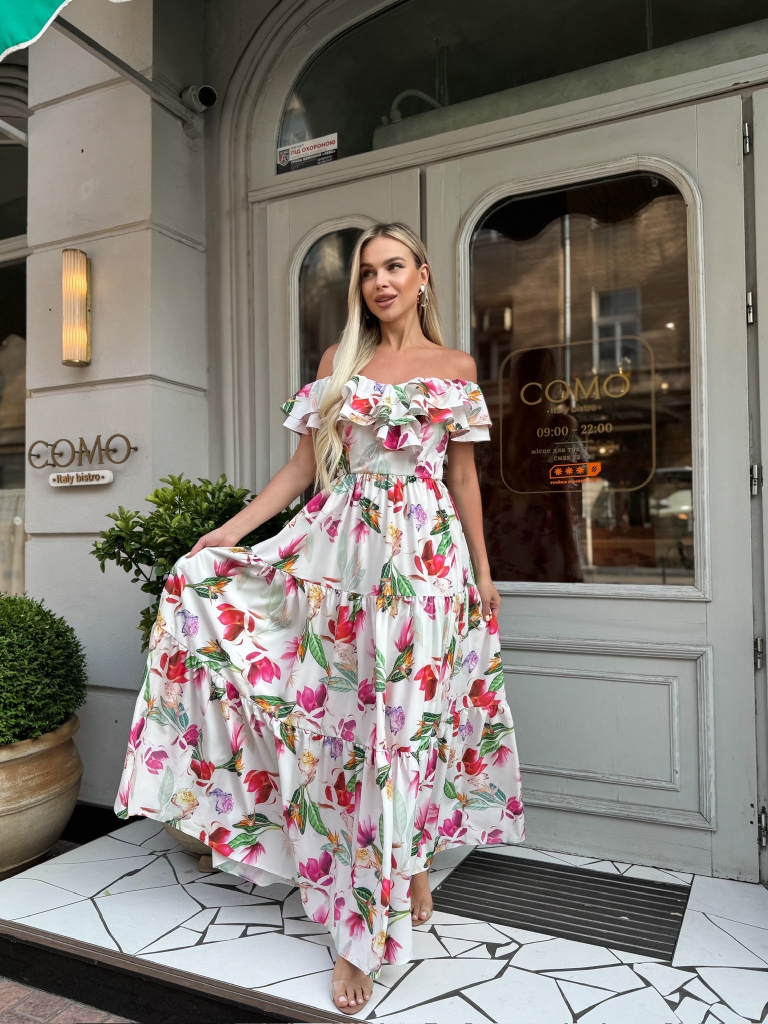 a line floral dress